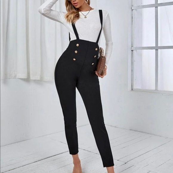 Maternity Button Detail Suspender Pants